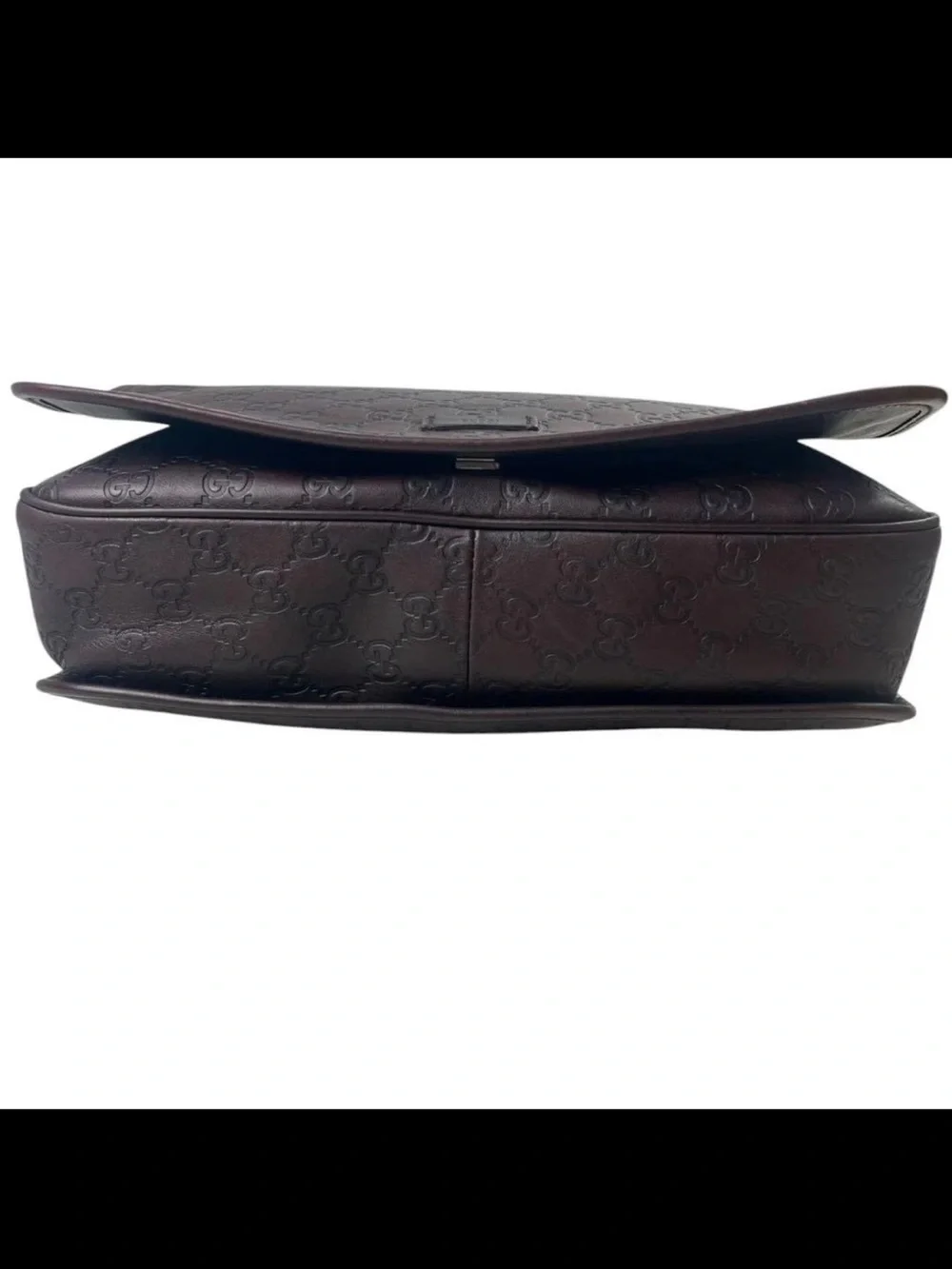 Gucci Dark Brown Embossed GG Messenger Bag